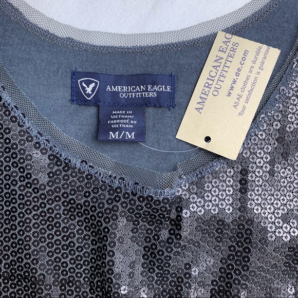 50% OFF American Eagle Black Sequin Mesh Cami - Picture 7 of 8
